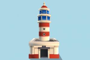 Lighthouse Front lighthouse, tower, beacon, build, cartoon, lowpoly, front, structure